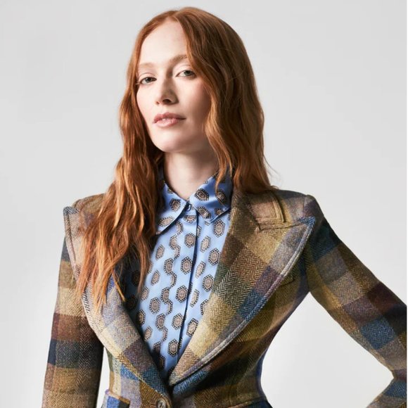 Smythe NWT Birkin Blazer in Peri Lumberjack Check - Picture 3 of 6